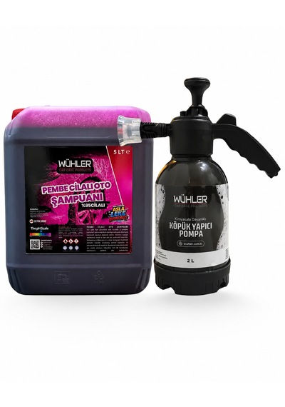 %95 Cilalı Pembe Oto Şampuanı 5 Lt + Hediye Köpük Atan Basınçlı Pompa 2 Lt