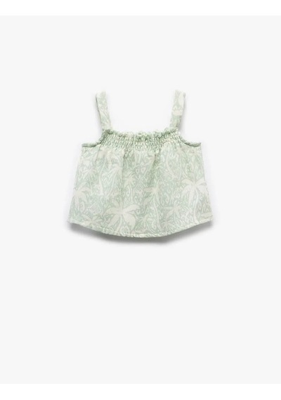 Koton Kare Yaka Gipeli Askılı Yeşil Kız Bebek Bluz 5smg60034aw Yeşil