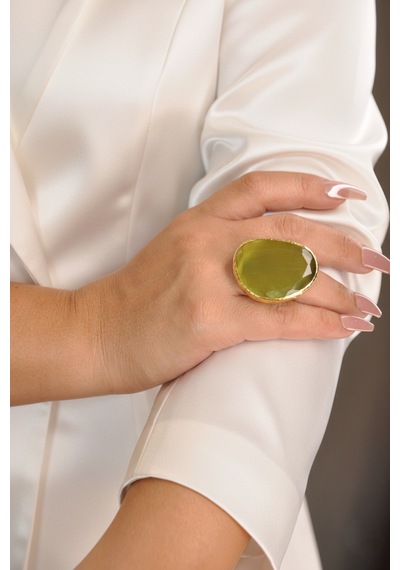 Kadir Jewellery 22 Ayar Altın Kaplama Kadın Fosil Taşlı Yüzük Çok Renkli 05568830
