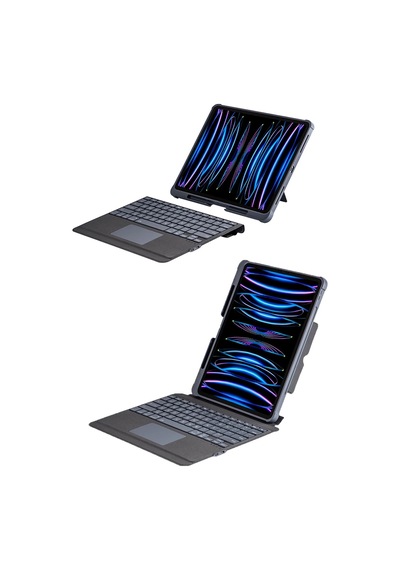 Mey İthalat T5509d İpad Uyumlu Pro 12.9 2022 Kılıf Palermo Ledli Klavyeli Standlı Tablet Kılıfı - Siyah