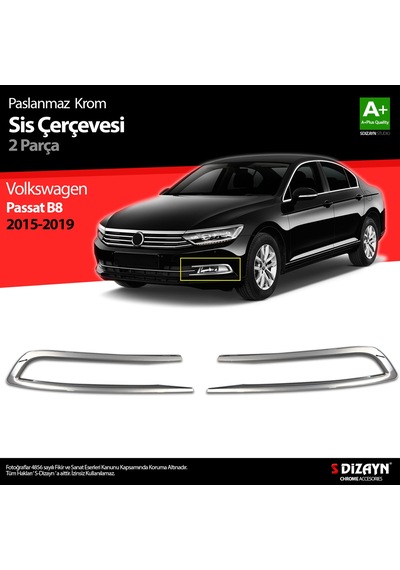 S-Dizayn Vw Passat B8 Krom Sis Farı Çerçevesi 2 Parça 2015-2019