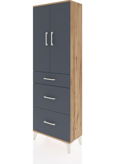 Arges Dolap 3 Raflı 3 Çekmeceli 2 Kapaklı 60x30x182 Çam-antrasit Çam