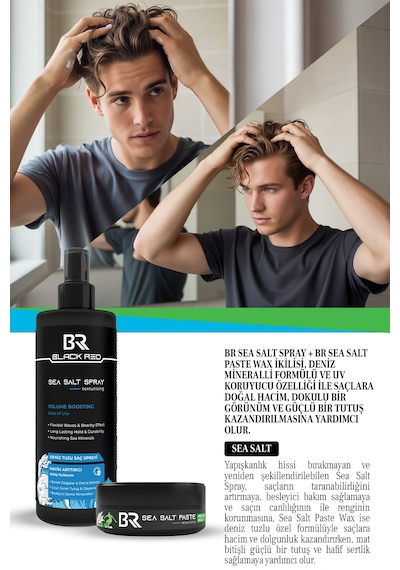 Saç Deniz Tuzu Spreyi - Sea Salt Spray & Wax Saç Şekillendirici Mat Wax Sea Salt Paste - 2'li Set Saçbakım