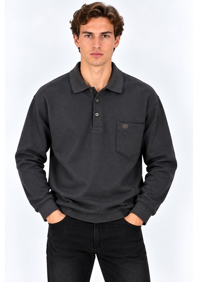 Classics Men Simenti Regular Fit Polo Yaka Sweatshirt - 7801 Kahverengi