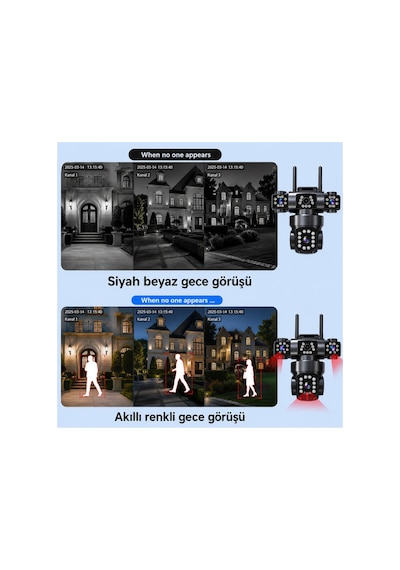 Pro 9mp 3lens Wifi Güvenlik Kamerası 360 Hareketli Gece Görüş Ip66 Sesli Konuşma Hareket Takibi