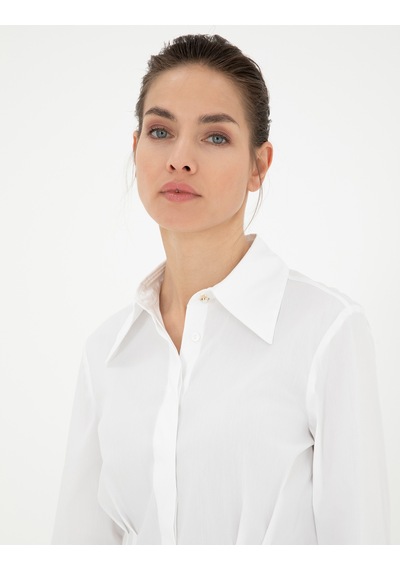 Pierre Cardin Kadın Beyaz Gömlek Desenli 50284562-vr013 Beyaz
