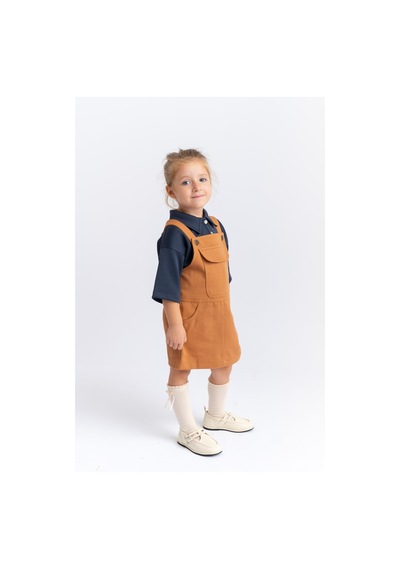 Oliventhekid Gabardin Jile Kız Çocuk Elbise Taba Taba