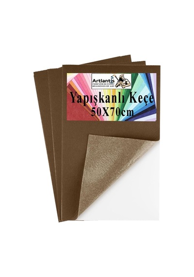 Kahverengi Yapışkanlı Keçe 50x70 Cm 3 Adet 2.0 Mm Kendinden Yapışkanlı Renkli Hobi Keçesi Elişi Keçe Kumaşı Anasınıfı