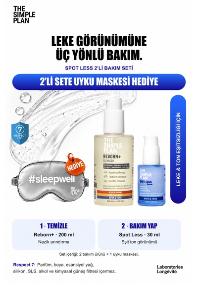 The Simple Plan Spot Less Leke & Ton Eşitleme Bakım Seti - Serum + Temizleyici Uyku Maskesi Hediyeli 2'li