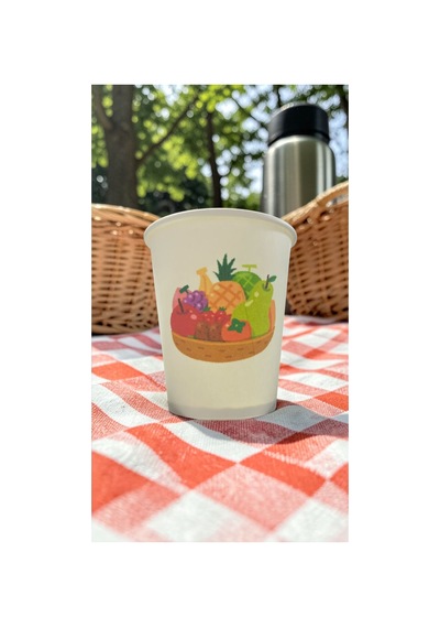 Meyve Sepeti Piknik Etkinlik Temalı Tek Kullanımlık 7 Oz 50 Adet Karton Bardak 1