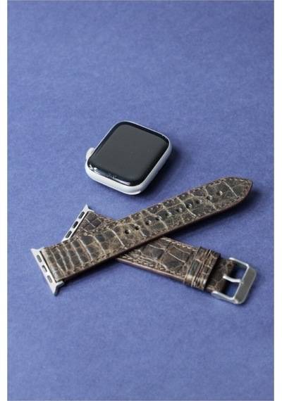 Apple Uyumlu Watch Kordon Kahverengi Croccodile 42-44-45 Mm