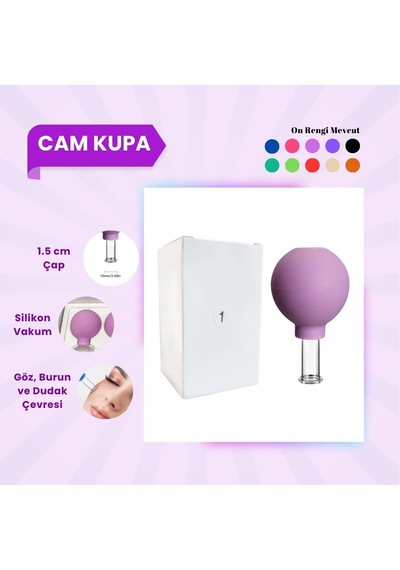 Silikon Vakumlu Cam Yüz Masaj Kupası No:1 Mor Çok Renkli