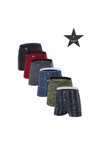 Erdem Karışık 6'lı Desenli Penye Boxer 1400dsn06 DESENLİ