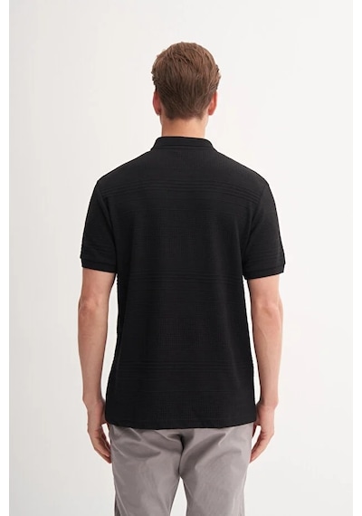 Cazador Polo Yaka Regular Fit Örme Tişört Erkek Siyah