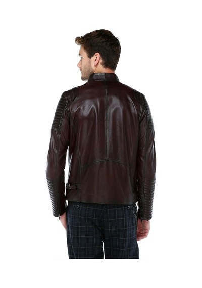 Dericlub E-1083 Gerçek Deri Erkek Mont-Bordo