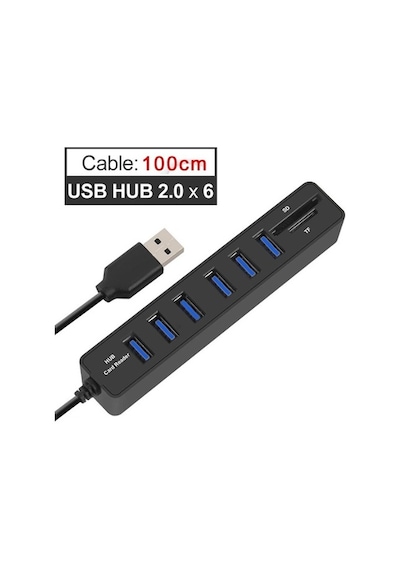 6 Port Usb Microsd Tf Sd Çoklayıcı Hub 4691A Kart Okuyucu Laptop
