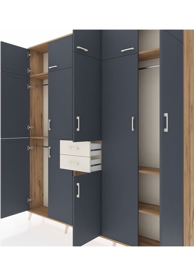 Arges Dolap 10 Raflı 2 Çekmeceli 3 Askılı 220x30x243 Çam-antrasit/aytaşı Antrasıt/aytası Arges Dolap 10 Raflı 2 Çekmeceli 3 Askılı 220x30x243 Çam-antrasit/aytaşı Antrasıt/aytası