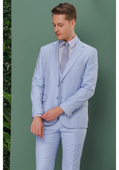 Efor Tk 871 Slim Fit Mavi Klasik Takım Elbise Mavi