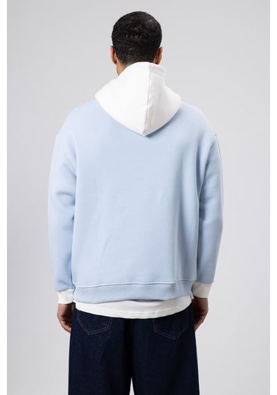 Vamos Çift Renk Baskılı Oversize Sweatshirt Bebe Mavi