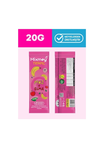 Mixmey Tropik Meyve Bar Serisi 10 Adet | Atıştırmalıklar – Vegan, Glutensiz (20GR X 10 ADET)