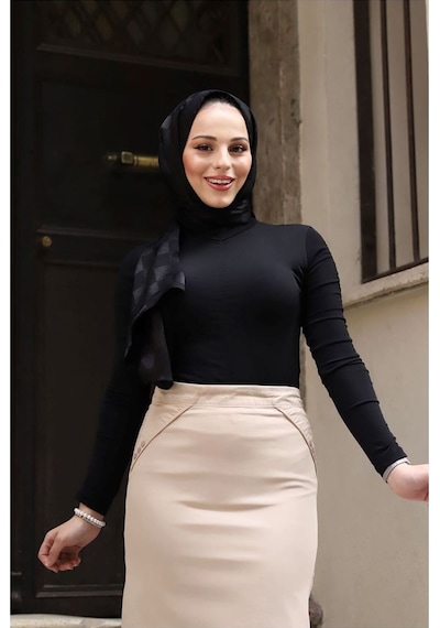 Kumaş Kalem Etek Ekru Çok Renkli