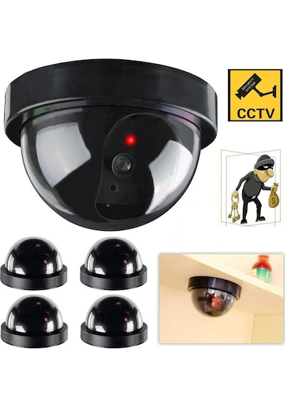 4 Adet Led Işıklı Dome Kamera Taklit_Sahte_Tavan Caydırıcı Kamera