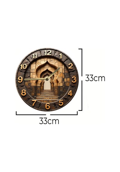 Tarihi Mimari Temalı 3d Görünümlü Mdf Duvar Saati 33 Cm Sdw91 Renkli