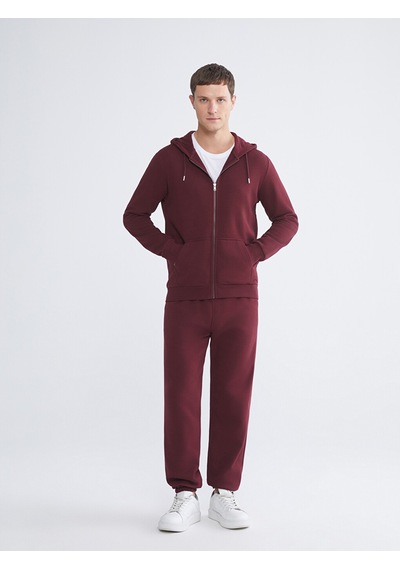 Lcwaıkıkı Classic Bordo Kapüşonlu Uzun Kollu Erkek Fermuarlı Sweatshirt