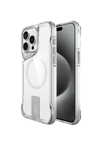 Apple Uyumlu iPhone 15 Pro Max Magsafe Şarj Özellikli T-max Standlı Kılıf-renksiz Renksiz Renksiz