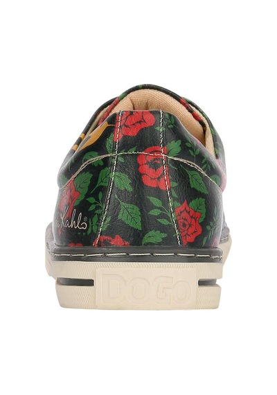 Kadın Vegan Deri Yeşil Sneakers - Arrows Frida Kahlo Tasarım Çok Renkli