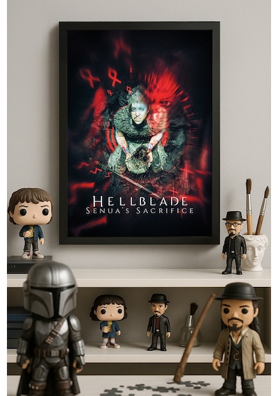 Hellblade Siyah Ahşap Çerçeveli Poster, Dekoratif Oyun Duvar Tablosu