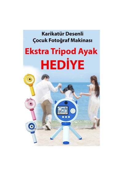 Hd Kamera Karikatür Tripodlu Çocuk Dijital Kamera Fotoğraf Makinası Video Kaydedici 2.0 İnç