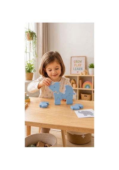 Montessori Tarzı 3d Fil Puzzle - Organik Pla Malzeme - Doğa Dostu Eğitici Oyuncak