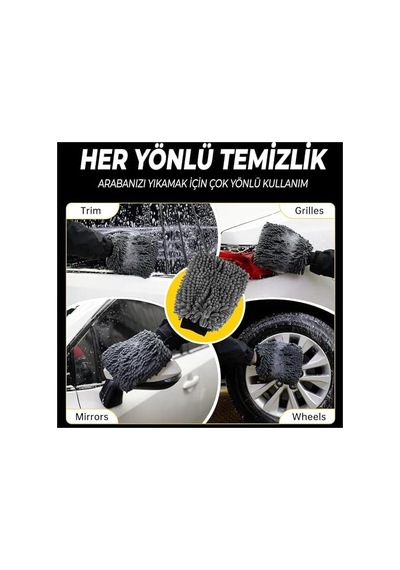 - Mikrofiber Şönil Araba Yıkama Eldiveni Ultra Yumuşak Araç Temizleme Eldiveni, Yüksek Emici Oto Detay Temizlik Eldiveni Beyaz