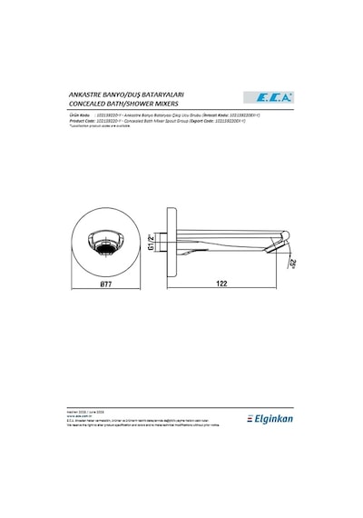 Eca Lia 102159220-Y Çıkış Ucu Ankastre Banyo Bataryası