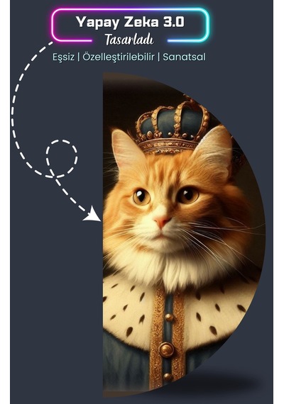 Kral Kedi Posteri, Kral Kedi Posteri, Yüksek Çözünürlüklü Akıllı Kağıt Poster, Yapay Zeka Tasarım