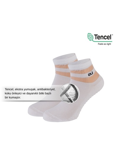 Allunique Kadın Kaydırmaz Taban Şeffaf Çizgili Beyaz Yoga Ve Pilates Çorabı Beyaz