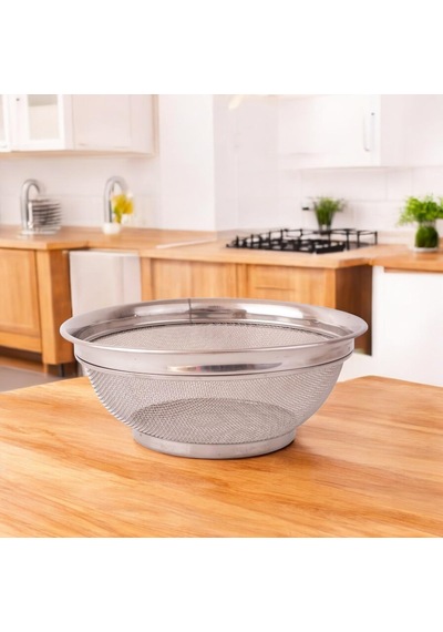Deconox Paslanmaz Çelik Kulpsuz Süzgeç 22cm, Paslanmaz Pirinç Süzgeci, Paslamaz Çelik Mutfak Sü Gümüş