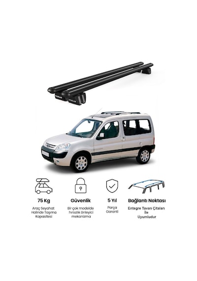 Pençe Peugeot Partner 1996-2002 Uyumlu Siyah Ara Atkı 109cm Port Bagaj Tavan Barı