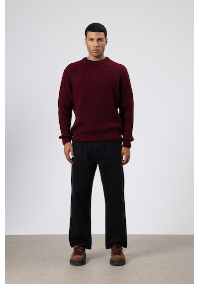 Vamos Bisiklet Yaka Oversize Triko Kazak V60-10 Bordo