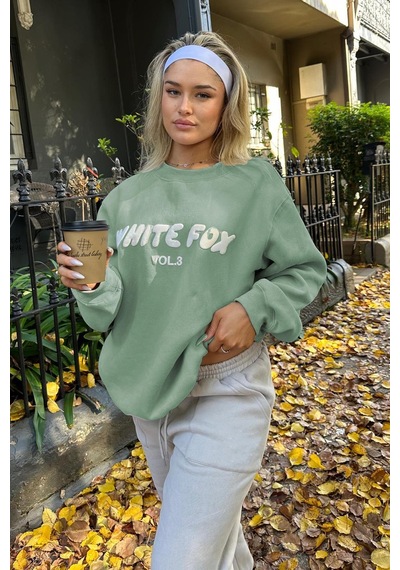 Madmext Mint Yeşili Bisiklet Yaka Baskılı Sweatshirt Mg1904 Mint Yeşili