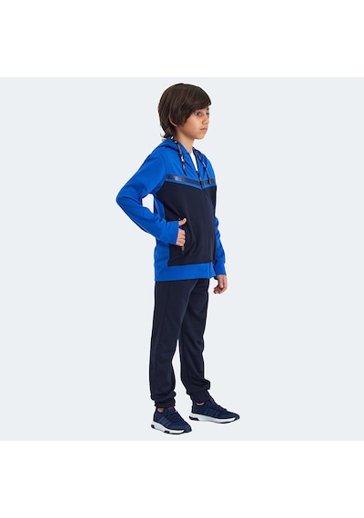 Slazenger NOON Çocuk Fermuarlı Kapüşonlu Cepli Lacivert / Saks Mavi Eşofman Takımı