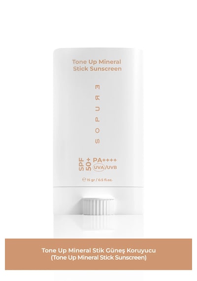 Sopure Tone Up Mineral Cilt Tonu Eşitleyici Renkli Stick Güneş Kremi SPF50+ 15 G