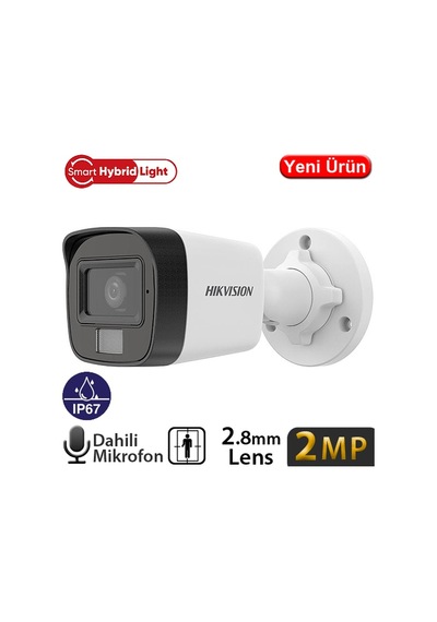 Hıkvısıon Ds-2cd1021g2-lıuf 2mp 2.8mm Smart Hybrid Lıght Fexed Ir Bullet Kamera 20mt Sesli