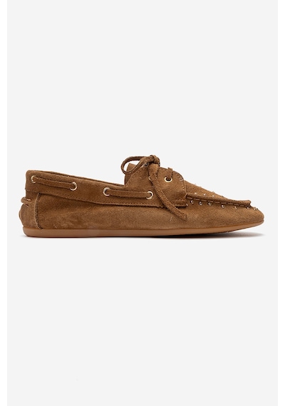 Luvishoes Cuesta Toprak Süet Hakiki Deri Troklu Bağcıklı Kadın Loafer Ayakkabı