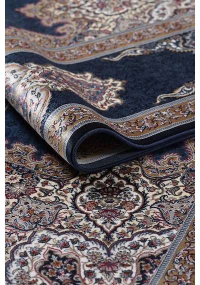 Saray Halı Alhambra Ah10a 120 Tarak Lüks Klasik Salon Halısı Özel Taban Dokulu Mavi - Beyaz