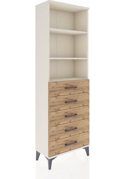 Arges Dolap 3 Raflı 5 Çekmeceli 60x30x182 Aytaşı-çam Aytaşı