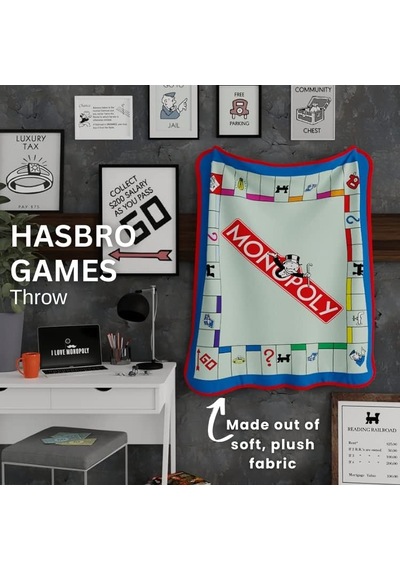 Lexroo Koleksiyon Hasbro Games Monopoly Bedding Süper Yumuşak Mikro Raschel Örtüsü Çok Renkli
