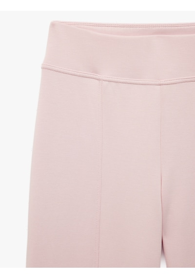 Koton Viskon Modal Kumaş Slim Fit Nervürlü İspanyol Paça Pantolon Pembe 6sak40094ek Gül