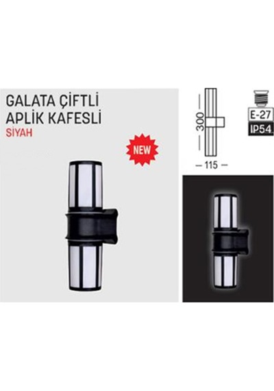 Bahçe Aydınlatması Galata Çiftli Kafesli Aplik Zita Bahçe Lambası 220v E27 Dış Mekan Ip54 Diğer
